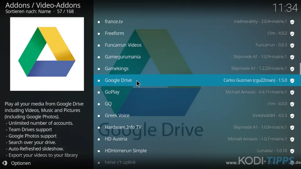 Google Drive Kodi Addon installieren und einrichten - Schritt 2