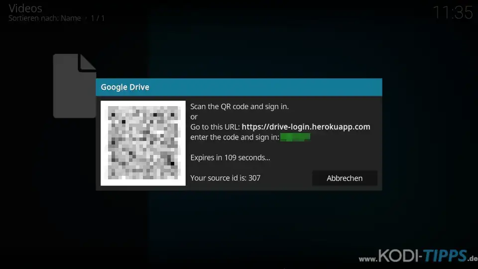 Google Drive Kodi Addon installieren und einrichten - Schritt 7