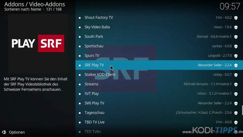 Play SRF Kodi Addon installieren (SRF Play TV) - Schritt 2