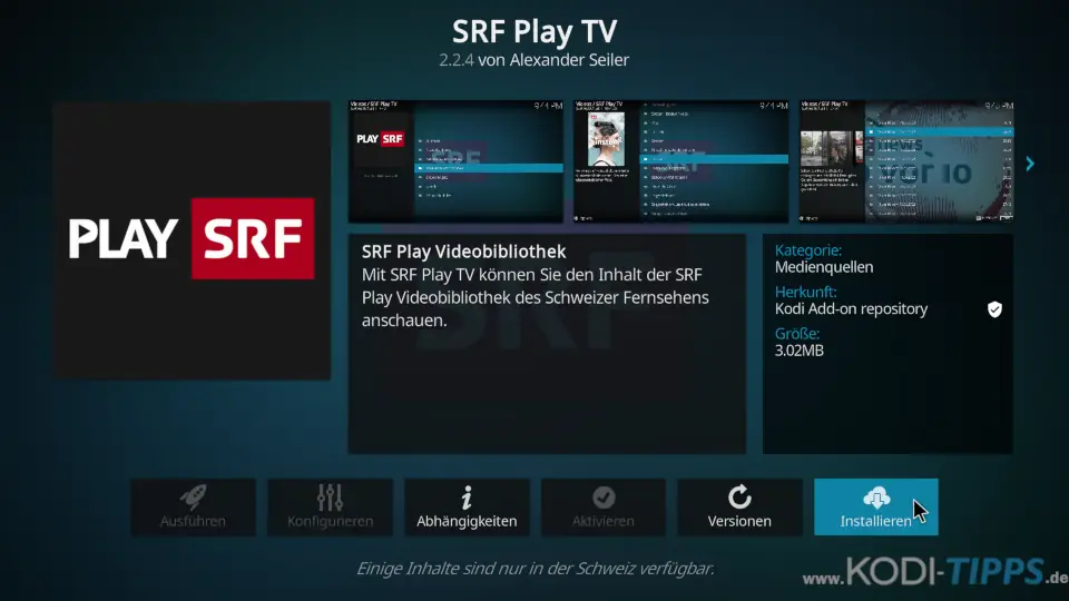 Play SRF Kodi Addon installieren (SRF Play TV) - Schritt 3