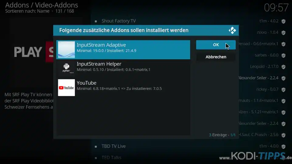 Play SRF Kodi Addon installieren (SRF Play TV) - Schritt 4