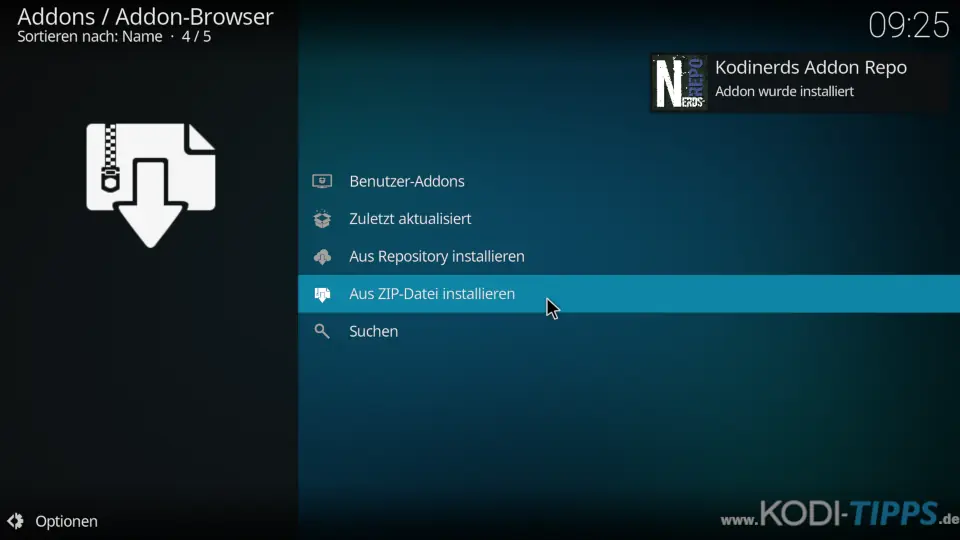 Kodinerds Repository herunterladen und installieren - Schritt 2